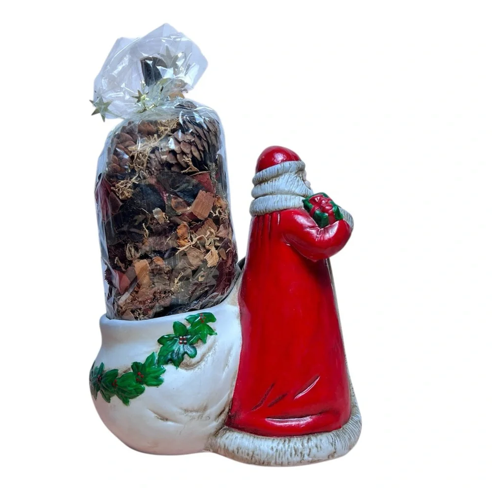 Vintage 1991 Claire Burke Ceramic Santa Claus Potpourri Holder Holiday Christmas